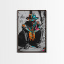 Colorful Cowboy, Graffiti Wall Art, Chicano Art, Modern Western Art, Moody Art, Rustic Decor, Urban Art, Canvas Print, Gift Idea