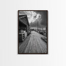 Fishing Dock, coastal decor, nautical wall art, seascape painting, rustic wall art, Nantucket painting, framed canvas print, horizontal art