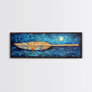 Paddle, nautical wall art, coastal decor, ocean painting, panoramic art, extra wide art, blue and green wall art, Framed Canvas Print