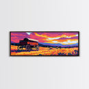Prairie Wagon, rustic wall art, farmhouse art, cowboy painting, western decor, tall narrow art, panoramic painting, framed canvas print