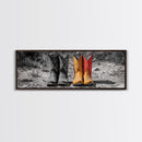 Cowboy Boots, Western Decor, Rustic Wall Art, Country Style Art, Farmhouse Art, Moody Art, Extra Wide Art, Framed Canvas Print