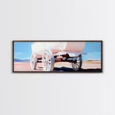 White Wagon, western painting, rustic art, farmhouse wall art, above couch art, cowboy decor, panoramic painting, canvas print, extra wide art