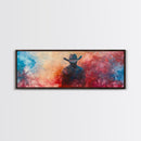 Moody Cowboy Art, dark romance painting, rustic wall art, southwest wall art, extra wide art, framed canvas print, panoramic painting