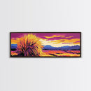 Southwest Desert Art, Joshua Tree Art, Pink Orange Wall Art, Sunset Painting, Abstract Art, Framed Canvas Print, Extra Wide Art
