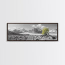 Mountain scene, mountain painting, landscape painting, wabi sabi art, nature art, minimalist art, framed canvas print, extra wide art