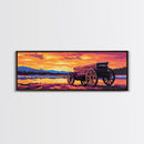 Sunset Wagon Painting, southwest wall art, boho art, Joshua tree art, rustic decor, warm tones, framed canvas print, extra wide art