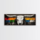Western Skull, rustic wall art, skull art, farmhouse art, extra wide art, southwest wall art, bull and bear art, canvas print