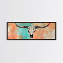 Rustic Skull, vintage horse art, southwest wall art, skull art, panoramic painting, rustic wall art, boho art, Canvas Print, farmhouse art