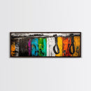 Western Leather, geometric wall art, blotter art, extra wide art, rustic wall art, panoramic painting, Framed Canvas Print, wabi sabi art