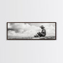Man On Beach, Wabi Sabi Art, Framed Canvas Print, Coastal Landscape Art, Moody Art, Rustic Decor, Above Sofa Art, Minimalist Wall Art