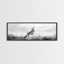 Lone Coyote, southwest wall art, wabi sabi art, extra wide art, moody art, landscape painting, framed canvas print, panoramic art