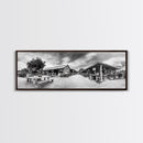 Rustic market, farmhouse art, country decor, panoramic art, extra wide art, rustic wall art, framed canvas print, landscape painting, wabi sabi art
