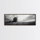 Rustic Windmill, panoramic art, farmhouse art, extra wide wall art, windmill wall art, landscape painting, framed canvas print