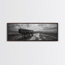 Wagon at Sunset, rustic art, farmhouse art, vintage horse art, tall narrow art, antique farm painting, framed canvas print