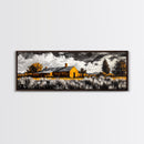 Adobe House, southwest wall art, rustic decor, farmhouse art, warm tones, panoramic art, moody art, extra wide art, framed canvas print