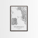 San Francisco Street Map, California Map, City Map Print, Minimalist Art, Wall Art, Canvas Print, Family Room Décor, Gift For Travelers