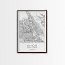 San Jose Street Map, California Map, City Map Print, Minimalist Art, Wall Art, Canvas Print, Girl Graduation Gift, Game Room Wall Art