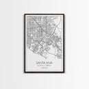 Santa Ana Street Map, California Map, City Map Print, Minimalist Art, Wall Art, Canvas Print, Living Room Décor, Adventure Gifts, Travel Art