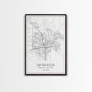 Santa Rosa Street Map, California Map, City Map Print, Minimalist Art, Wall Art, Canvas Print, Bedroom Wall Art, Travel Gift, Travel Art