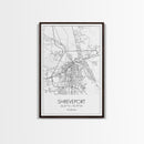 Shreveport Street Map, Louisiana Map, City Map Print, Minimalist Art, Wall Art, Canvas Print, Wall Decoration, Aviation Gift, Travel Décor