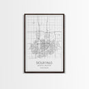 Sioux Falls Street Map, South Dakota Map, City Map Print, Minimalist Art, Wall Art, Canvas Print, Dorm Room Décor, Gifts For Her