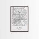 St Paul Street Map, Minnesota Map, City Map Print, Modern Wall Art, Wall Art, Canvas Print, Bedroom Wall Art, Traveler Gift, Travel Wall Art