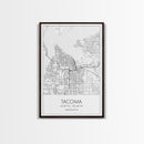 Tacoma Street Map, Washington Map, City Map Print, Modern Wall Art, Wall Art, Canvas Print, Wall Hanging, Housewarming Gift, Travel Art
