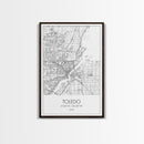Toledo Street Map, Ohio Map, City Map Print, Modern Wall Art, Wall Art, Canvas Print, Unique Wall Décor, Graduation Gift, Travel Wall Art