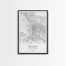Tucson Street Map, Arizona Map, City Map Print, Modern Wall Art, Wall Art, Canvas Print, Minimal Wall Art, Family Gift, Travel Wall Décor