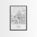 Tulsa Street Map, Oklahoma Map, City Map Print, Modern Wall Art, Wall Art, Canvas Print, Dorm Room Décor, Gift For Husband, Travel Art Print