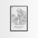 Virginia Beach Street Map, Virginia Map, City Map Print, Modern Wall Art, Wall Art, Canvas Print, Home Wall Décor Art, Moving Away Gift