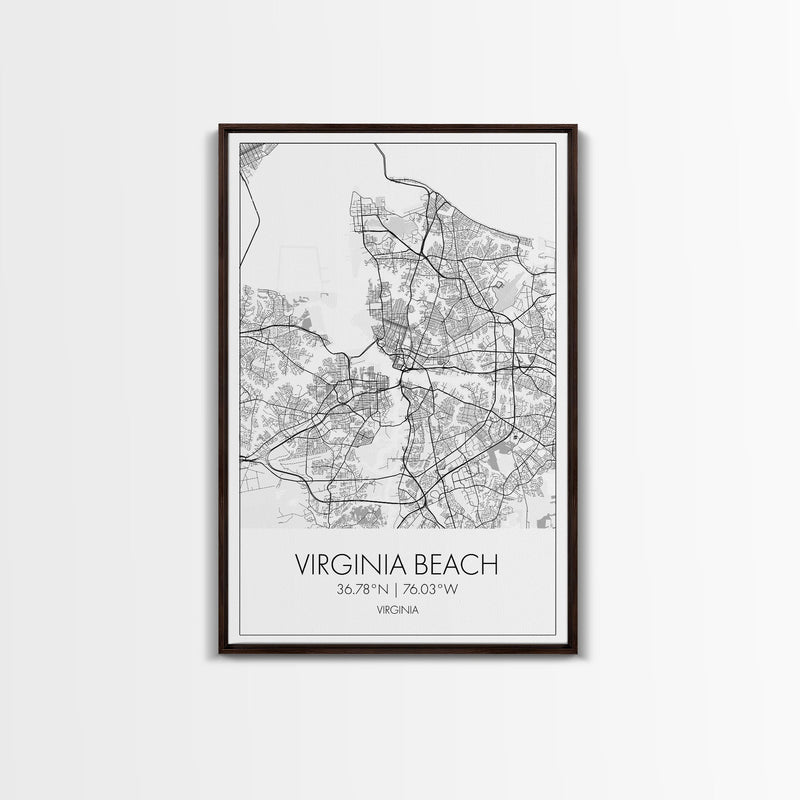 Virginia Beach Street Map, Virginia Map, City Map Print, Modern Wall Art, Wall Art, Canvas Print, Home Wall DÃ©cor Art, Moving Away Gift