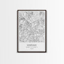 Warsaw Street Map, Poland Map, Europe City Map Print, Minimalist Art, Wall Art, Canvas Print, Living Room Wall Art, Friends Gift, Travel Art