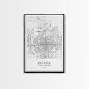 Wichita Street Map, Kansas Map, City Map Print, Minimalist Art, Wall Art, Canvas Print, Travel Wall Art, Gifts For Travelers, Canvas Art