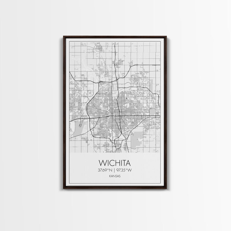 Wichita Street Map, Kansas Map, City Map Print, Minimalist Art, Wall Art, Canvas Print, Travel Wall Art, Gifts For Travelers, Canvas Art