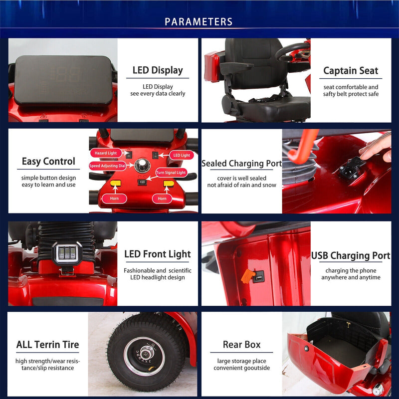 Zvg 4-Wheel Heavy-Duty 48V20AH Electric All-Terrain Mobility Scooter, 500W (SAK93647)