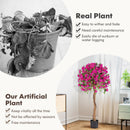 4.5 Feet Artificial Azalea Tree with Cement Pot-Red