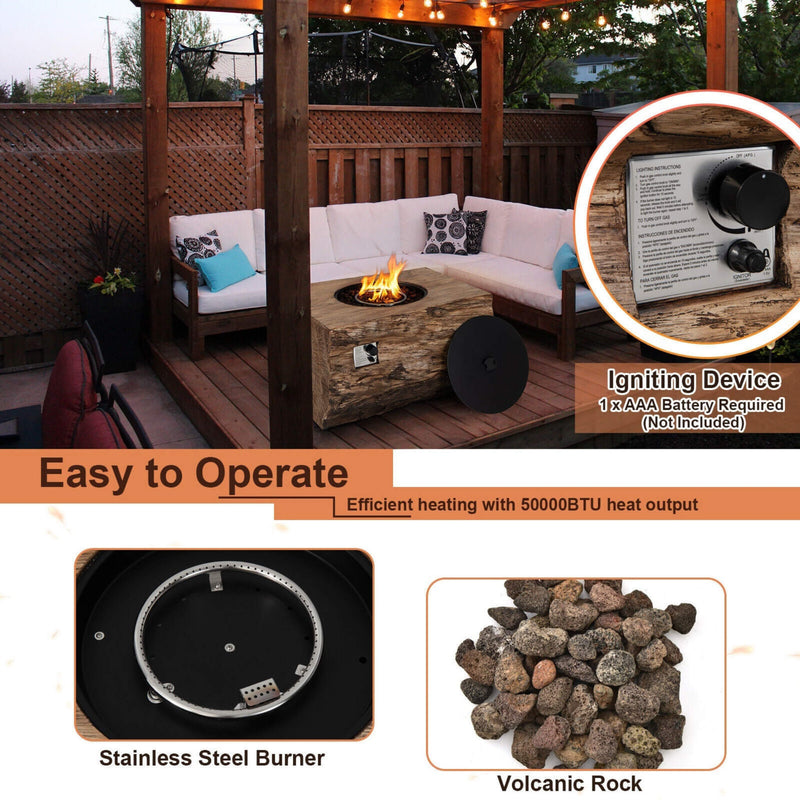 40" Rectangular Propane Fire Pit Table W/ Rocks & Gas Kit, 50K BTU (SAK21411)