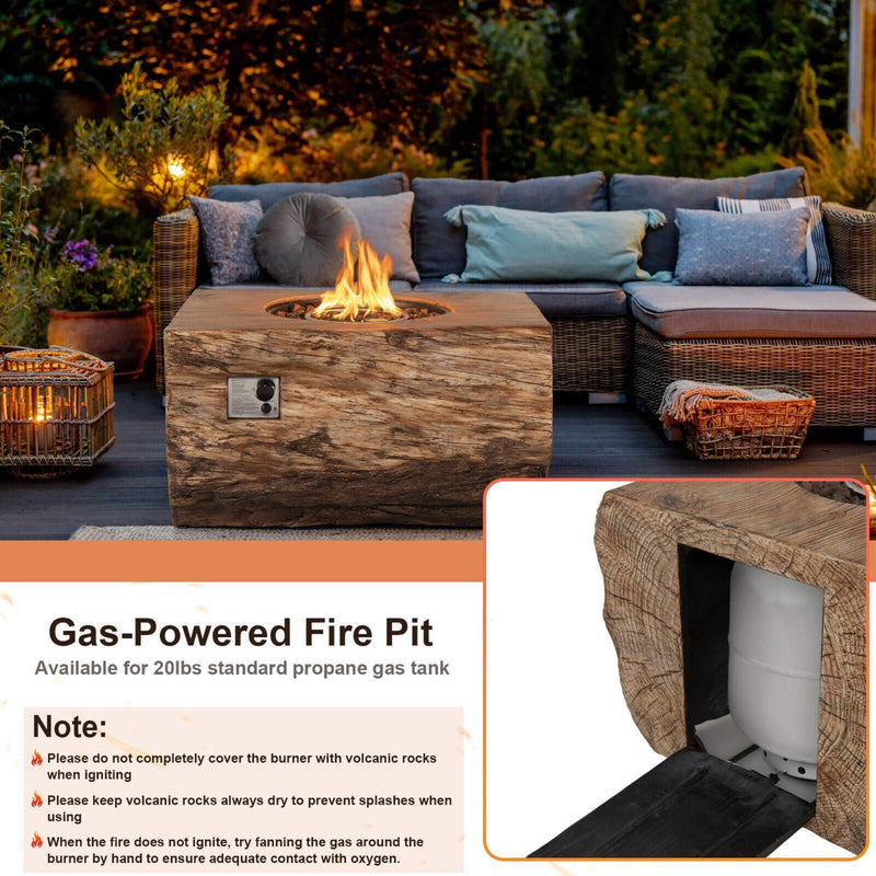 40" Rectangular Propane Fire Pit Table W/ Rocks & Gas Kit, 50K BTU (SAK21411)