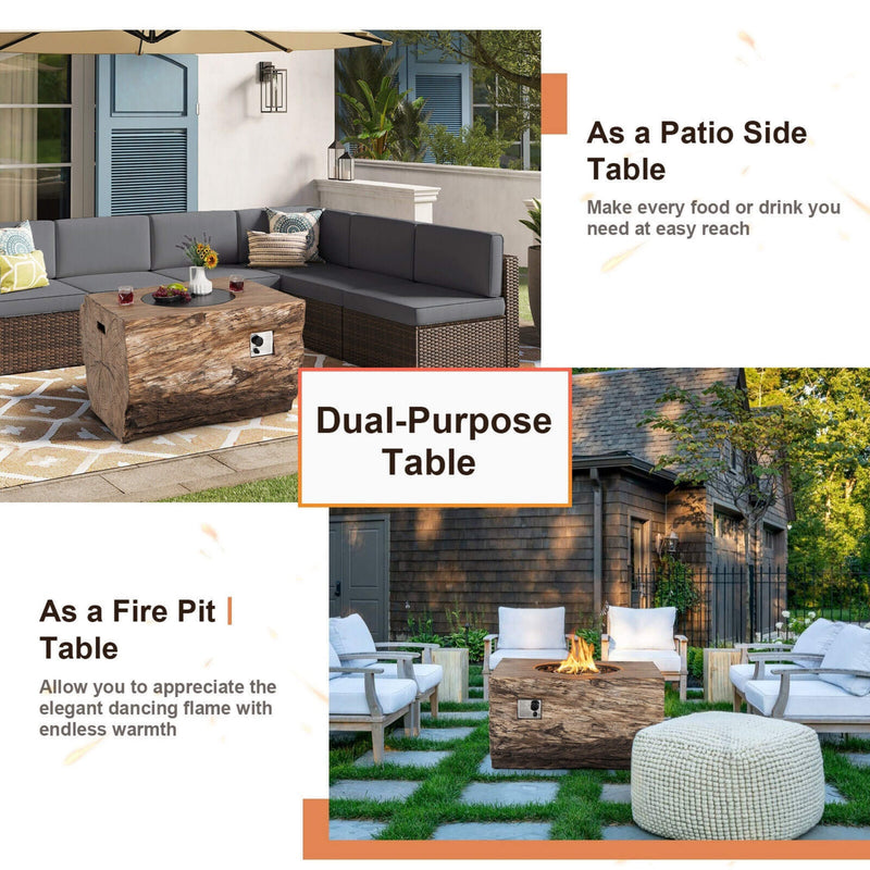 40" Rectangular Propane Fire Pit Table W/ Rocks & Gas Kit, 50K BTU (SAK21411)