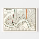Vintage Map of New Orleans, Louisiana 1845