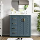 Ceramic Sink Combo, Freestanding Vanity Set With 3 Drawers & Soft Closing Doors by Unique Piece Furniture
