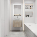 24" Modern Design Float Bathroom Vanity With Ceramic Basin Set, Wall Mounted White Oak Vanity With Soft Close Door, KD-PackingD-Packing Pieces