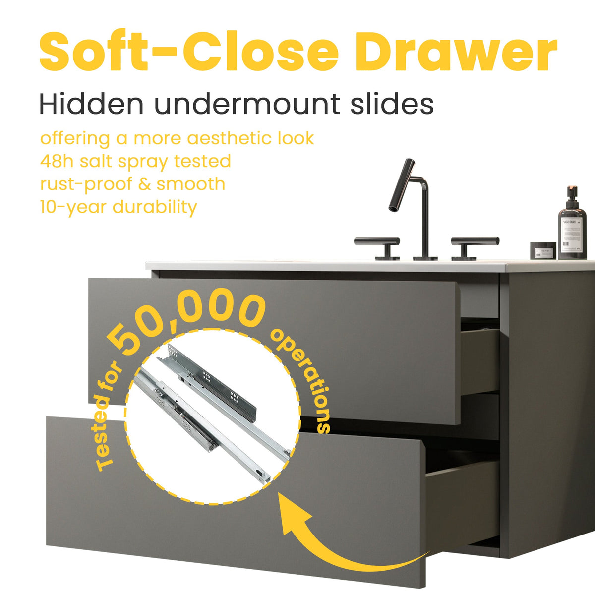 TIA 30" Wall Mount Space Grey Bathroom Vanity, photo 6 of 10