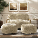 Enchante - New Zealand Sheepskin Rectangular Accent Ottoman - Taupe / Natural by HouseOfZazla
