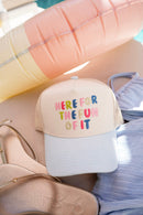 Here for the Fun of it - Baby Blue Corduroy Trucker Hat