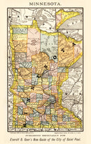 Vintage Map of Minnesota 1884