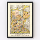 Vintage Map of Minnesota 1884