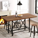 Counter Height Dining Rectangular Kitchen Table For 6 - Brown / Black by HouseOfZazla