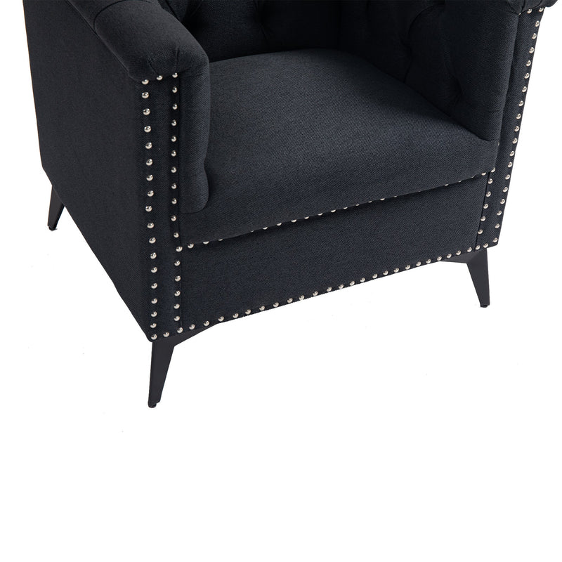 Accent Chair Living Room Chairs Single Sofa Chair,Arm Chairs with Linen Fabric, Mid Century Accent Arm Chairs Comfy Reading Lounge Club Armchair for Bedroom Office Study